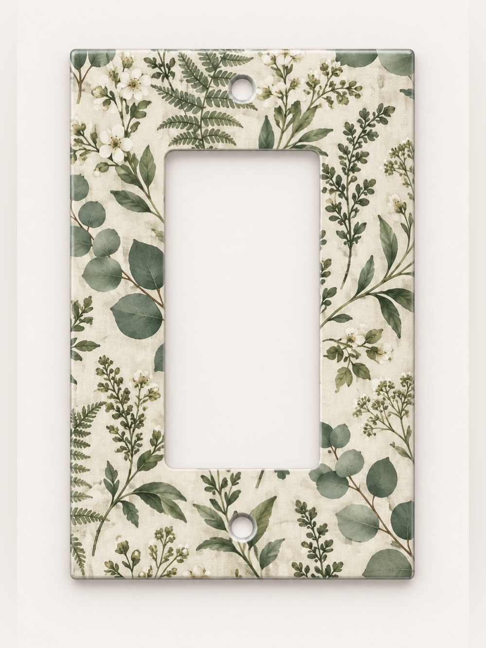 Sage Botanical Eucalyptus Floral Rocker GFCI Wall Plate Cover Neutral Decor